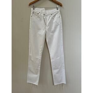 AGOLDE High-Rise Asymmetric Waist Straight-Leg Jeans Women's 27 Element Raw Hem